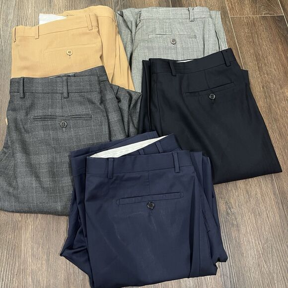 Lot 5 Zanella 34 x 32 Bennett Jesse Cuffed Wool Mens Dress...